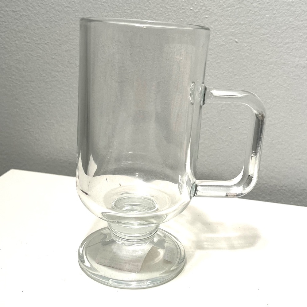 NEW Irish coffee glass mug with handle, clear, from OUR TABLE